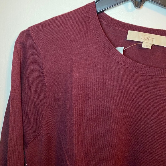 NWT Loft maroon mixed media sweater w navy line XL - Picture 2 of 13